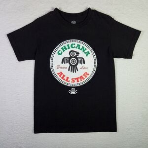 Chicana Graphic Shirt Womens Small Black Brown Pride Cotton Crew Neck Tee Retro